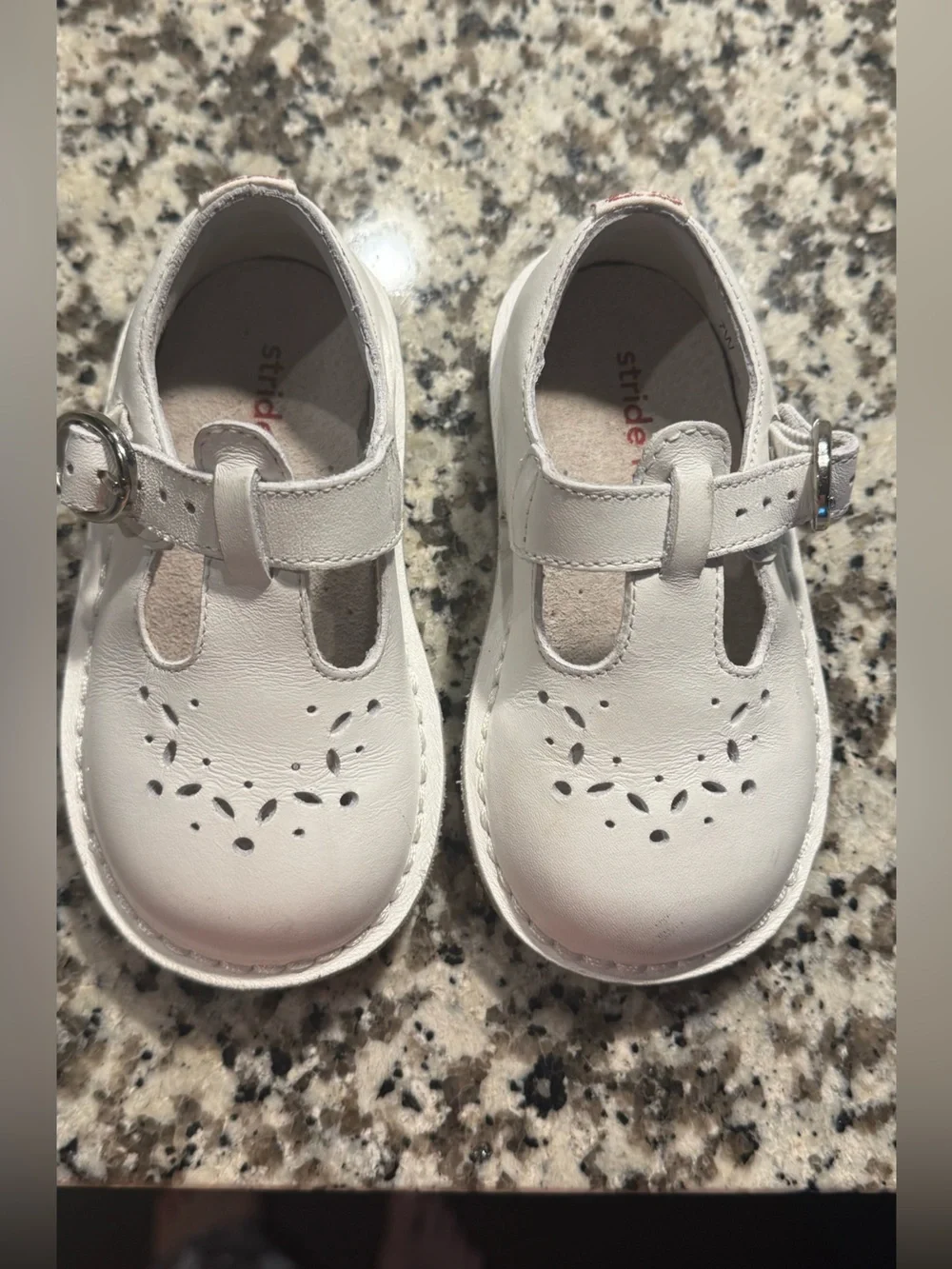 Stride Rite White Leather T-Strap Mary Jane Toddler Shoes